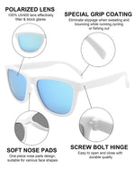 Polarized Sports Sunglasses for Running - UV400 Mirror Lens No-Slip Design TS001SWH