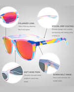 Polarized Sports Sunglasses for Running - UV400 Mirror Lens No-Slip Design TS001-C19