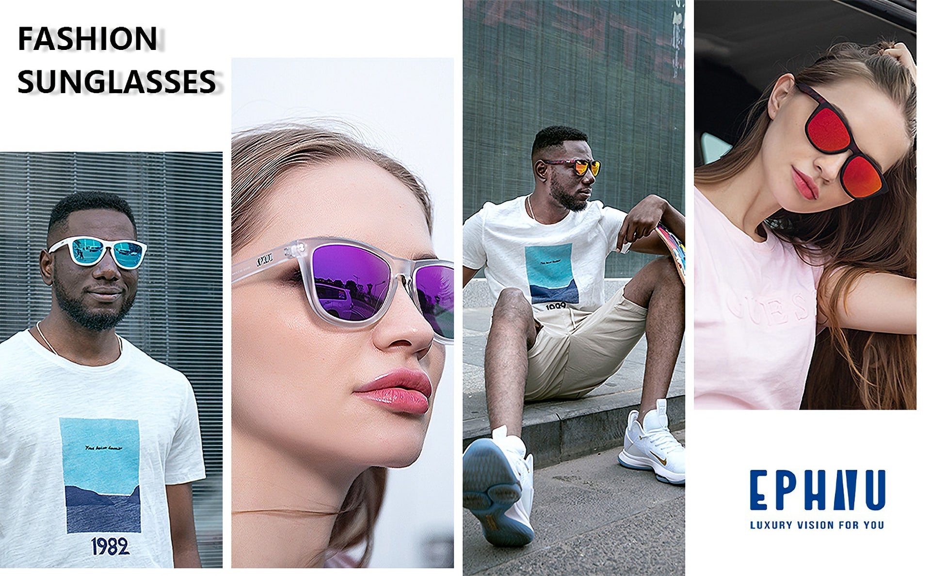 Ephiu Square Sports Polarized Sunglasses for Women and Men Mirror Lens