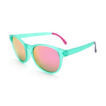 Sports Sunglasses Square BPA-Free Frame Mirror Sun Glasses UV400 Protection Transparent Green Frame+ Pink Lens YS024-C1