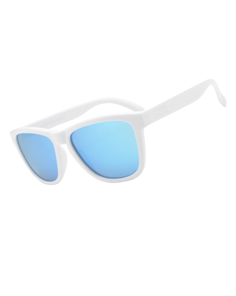 EPHIU TS001SWH polarized sports sunglasses matte white frame mirror lens
