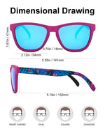 Polarized Sports Sunglasses Mirror Lens  No Slip No Bounce (Flower/ Blue Lens)