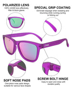 Polarized Sports Sunglasses Mirror Lens  No Slip No Bounce (Dark Purple)