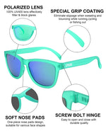 Polarized Sports Sunglasses Mirror Lens  No Slip No Bounce (Green)