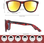 Polarized Sports Sunglasses Mirror Lens  No Slip No Bounce (Mat Red Tortois)