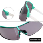 Cycling Sunglasses Sport Square TR90 Frame Mirror Sun Glasses UV400 Protection Blue Frame+Green Lens Y312