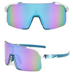 Cycling Sunglasses Sport Square TR90 Frame Mirror Sun Glasses UV400 Protection Rimless Transparent Frame+Blue Lens DA104