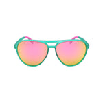 Retro Sunglasses BPA-Free Sun Glasses UV400 Protection Green Frame + Pink Lens YS010-C7