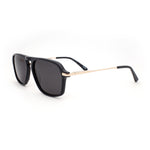 Retro Aviator Sunglasses for Women Men,Trendy Rectangle Womens Mens Shades Sun Glasses Black Gold AS002