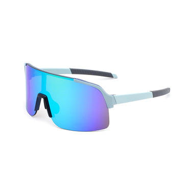 Cycling Sunglasses Sport Square TR90 Frame Mirror Sun Glasses UV400 Protection Blue Frame+Green Lens Y312