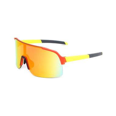 Cycling Sunglasses Sport Square TR90 Frame Mirror Sun Glasses UV400 Protection Red Frame+Orang Lens Y312