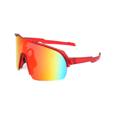 Cycling Sunglasses Sport Square TR90 Frame Mirror Sun Glasses UV400 Protection Transparent Red Frame+ Red Lens YS018