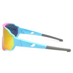 Cycling Sunglasses Sport Square TR90 Frame Mirror Sun Glasses UV400 Protection Pink+Blue+Black Frame/Red Lens ZL1013
