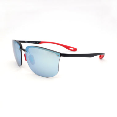 Semi Rim Sports Sunglasses Mirror Lens for Men Women Black Red+Blue SP0720