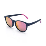 Sports Sunglasses Square BPA-Free Frame Mirror Sun Glasses UV400 Protection Dark Blue Frame+ Pink Lens YS024-C2