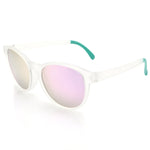 Sports Sunglasses Square BPA-Free Frame Mirror Sun Glasses UV400 Protection Transparent Frame+ Purple Lens YS024-C5