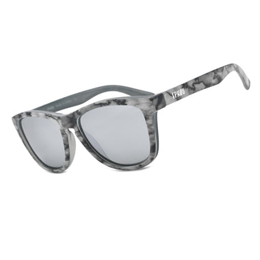 EPHIU TS001-C16 polarized sports sunglasses crystal marble grey frame silver mirror lens
