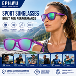 Polarized Sports Sunglasses for Running - UV400 Mirror Lens No-Slip Design TS001TDPR