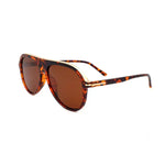 Polarized Round Sunglasses, Stylish PC Sunglasses for Women Retro Classic Sun Glasses DEMI Frame + Tea Lens PS001-C2
