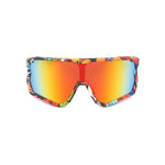 Cycling Sunglasses Sport Square TR90 Frame Mirror Sun Glasses UV400 Protection （Multi-coloe Frame+Red Lens）JDSY136