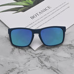 Sports Sunglasses Square BPA-Free Frame Mirror Sun Glasses UV400 Protection Dark Blue Frame+ Purple Lens YS013