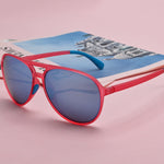 Retro Sunglasses BPA-Free Sun Glasses UV400 Protection Pink Frame+ Blue Lens YS010-C4
