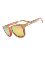 Polarized Sports Sunglasses Mirror Lens  No Slip No Bounce (Crystal Marble Gold/ Pink Lens)