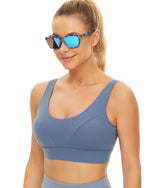 Polarized Sports Sunglasses Mirror Lens  No Slip No Bounce (Crystal Marble Blue/ Blue Lens)
