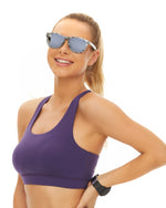 Polarized Sports Sunglasses Mirror Lens  No Slip No Bounce (Crystal Marble Grey/ Silver Lens)