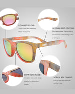 Polarized Sports Sunglasses Mirror Lens  No Slip No Bounce (Crystal Marble Gold/ Pink Lens)