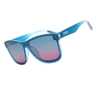 EPHIU One-Lens Mirrored Sunglasses（Progressive Blue-Purple Elastic Paint）