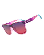 EPHIU One-Lens Mirrored Sunglasses（Elastic Paint Transparent Purple Progressive Pink-Blue/ Blue Leg Tips）