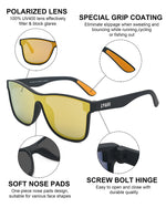 EPHIU One-Lens Mirrored Sunglasses（Elastic Paint Black/Orange Leg Tips）