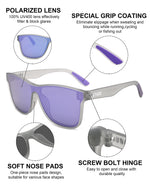 EPHIU One-Lens Mirrored Sunglasses（Elastic Paint Transparent Grey/Purple Leg Tips）
