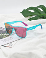 EPHIU One-Lens Mirrored Sunglasses（Elastic Paint Transparent Blue/Magenta Leg Tips）
