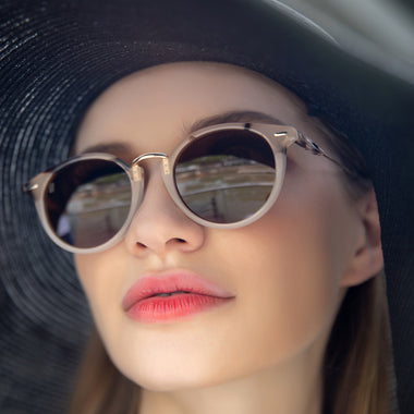 Polarized Round Sunglasses, Stylish Sunglasses for Women Retro Classic Sun Glasses MILKY PACKARD